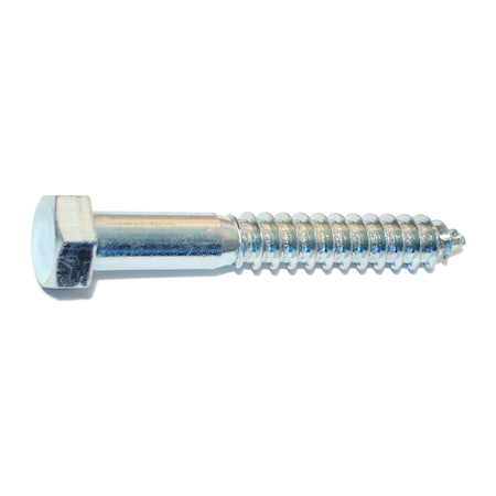 Midwest Fastener Lag Screw, 1/2 in, 3-1/2 in, Steel, Zinc Plated Hex Hex Drive, 25 PK 01333